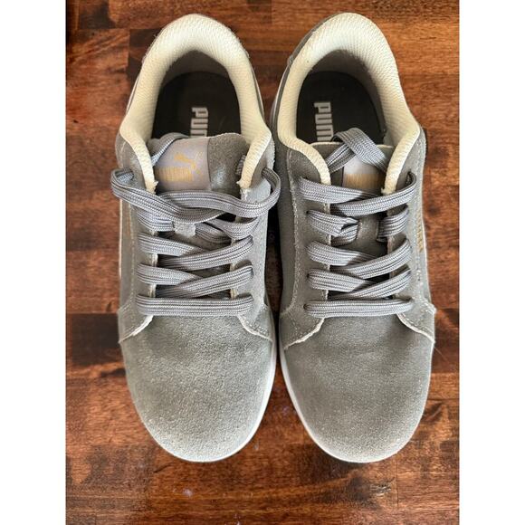 Puma Grey and White Suede Sneakers Women’s size 6.5 Men’s size 5 - Picture 2 of 6